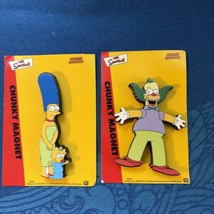 Set Of 2 THE SIMPSONS Funky Chunky Magnets Marge Maggie Krusty The Clown 2000